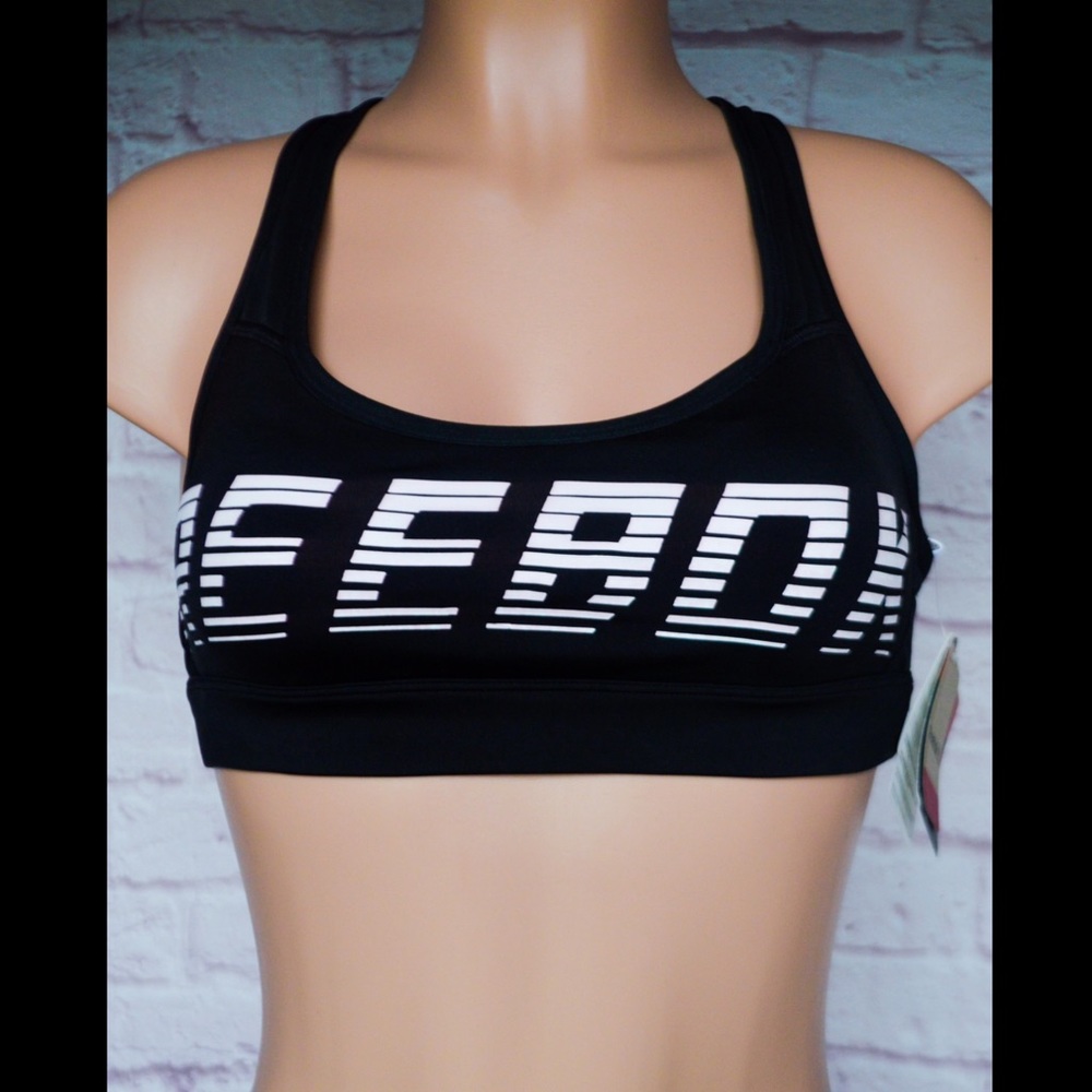 Reebok - Black, Hero Racer, Graphic, Sports Bra